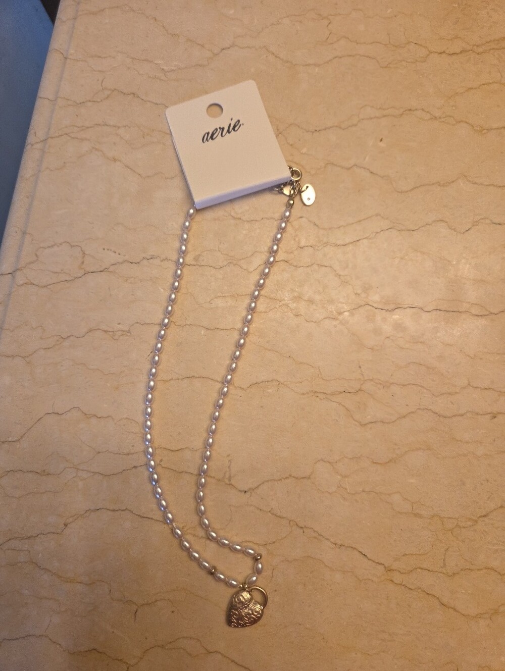 Brand New Aerie Pearl Heart Necklace